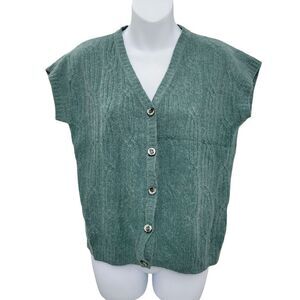 2/$20 Vintage 90s Green Buttons Down Cardigan Sweater Top Size: Large